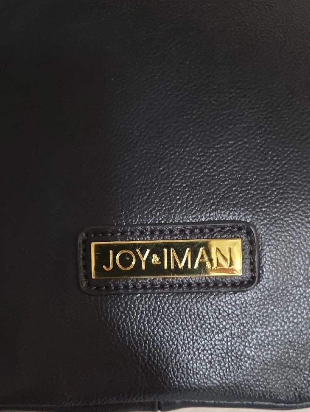 Joy And Iman Purse Black Dome Satchel with Gold Accents